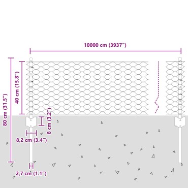 Πόστες Φράχτη vidaXL 11 τεμ U-Channel Πράσινο 40cm Σίδηρος, Φράχτης vidaXL Hexagon Πράσινο 0,4x100 m Σίδηρος