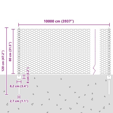 11 τεμ. Στηρίγματα Φράκτη vidaXL U-Channel Πράσινα 80cm Ατσάλι, Φράκτης vidaXL Εξαγωνικός Πράσινος 0.8x100 μ Ατσάλι