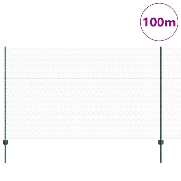 Φράκτες vidaXL Posts 11 τεμ. U-Channel Πράσινο 140cm Ατσάλι, Φράκτης vidaXL Εξαγώνικος Πράσινος 1.4x100 μ. Ατσάλι