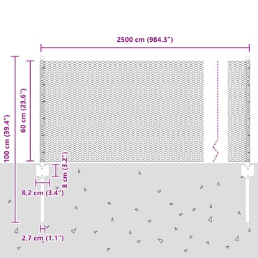 Φράχτες vidaXL 11 τμχ U-Channel Γκρι 60cm Ατσάλι, Εξαγωνικός Φράχτης vidaXL Γκρι 0,6x25 μ. Ατσάλι