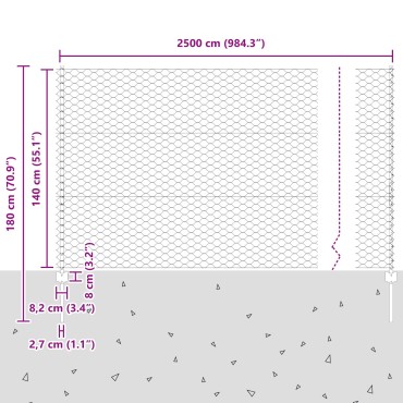 vidaXL Πόλοι φράχτη 22 τμχ U-Channel Γκρι 140 εκ Χάλυβας, vidaXL Εξαγωνική περίφραξη Γκρι 1.4x25 μ Χάλυβας