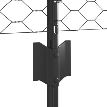 Post Φράκτη vidaXL 11 τμχ U-Channel Γκρι 40cm Χάλυβας, Φράκτης Εξαγωνικός vidaXL Γκρι 0,4x50 μ Χάλυβας
