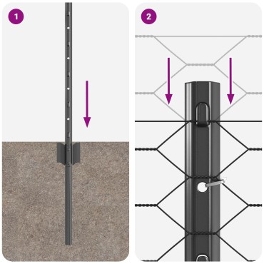 Post Φράκτη vidaXL 11 τμχ U-Channel Γκρι 40cm Χάλυβας, Φράκτης Εξαγωνικός vidaXL Γκρι 0,4x50 μ Χάλυβας