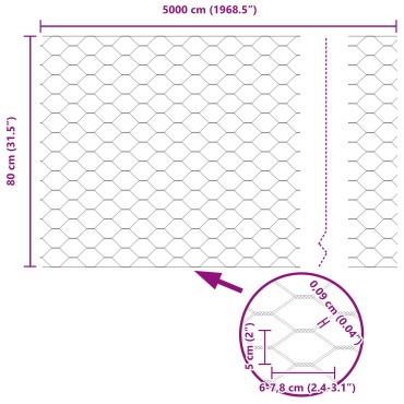 Πάσσαλοι Φράχτη vidaXL 11 τεμ U-Channel Γκρι 80cm Ατσάλι, Εξαγωνικός Φράχτης vidaXL Γκρι 0.8x50 μ Ατσάλι