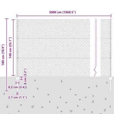 Πόλοι φράχτη vidaXL 22 τμχ U-Channel Γκρι 140cm Ατσάλι, Εξαγωνικός φράχτης vidaXL Γκρι 1.4x50 μ Ατσάλι