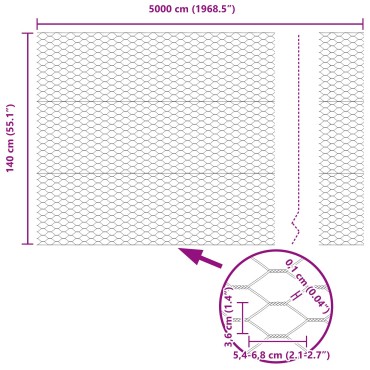 Πόλοι φράχτη vidaXL 22 τμχ U-Channel Γκρι 140cm Ατσάλι, Εξαγωνικός φράχτης vidaXL Γκρι 1.4x50 μ Ατσάλι