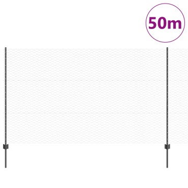 Πόλοι φράχτη vidaXL 22 τμχ U-Channel Γκρι 140cm Ατσάλι, Εξαγωνικός φράχτης vidaXL Γκρι 1.4x50 μ Ατσάλι