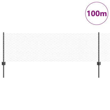 vidaXL Πόλοι Φράχτη 11 τεμ U-Channel Γκρι 60cm Ατσάλι, vidaXL Εξαγωνικός Φράχτης Γκρι 0.6x100 μ Ατσάλι
