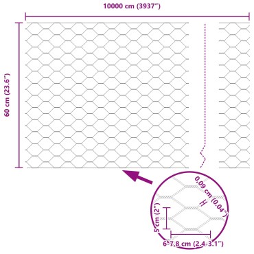 vidaXL Φράχτες 11 τεμ U-Channel Γκρι 60cm Ατσάλι, vidaXL Εξαγώνιος Φράχτης Γκρι 0.6x100 μ Ατσάλι