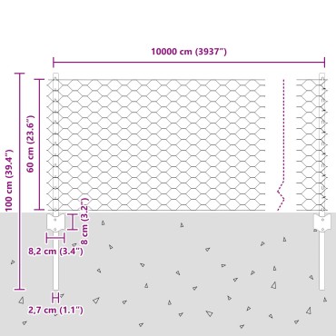 vidaXL Φράχτες 11 τεμ U-Channel Γκρι 60cm Ατσάλι, vidaXL Εξαγώνιος Φράχτης Γκρι 0.6x100 μ Ατσάλι