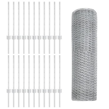 Post φράχτη vidaXL 11 τεμ U-Channel 60cm Σφυρήλατο ατσάλι, Εξαγωνικός φράχτης vidaXL 0.5x50 μ Σφυρήλατο ατσάλι