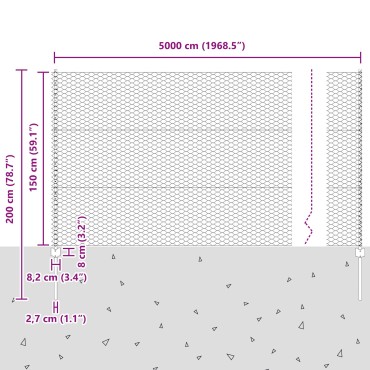 Πόρτες φράκτη vidaXL 22 τμχ U-Channel 150cm γαλβανισμένου χάλυβα, Εξαγωνικός φράκτης vidaXL 1.5x50 μ γαλβανισμένου χάλυβα