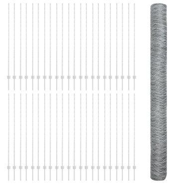 Φράχτες vidaXL 22 τμ U-Channel 150cm Γαλβανισμένο Ατσάλι, Φράχτης Εξάγωνου 1,5x100 μ Γαλβανισμένο Ατσάλι