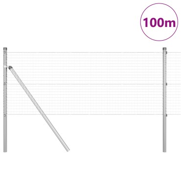 vidaXL Περίφραξη  με 13 στύλους 0.8x100 μ. γαλβανισμένο ατσάλι