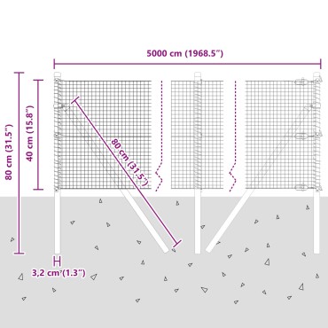 vidaXL Welded Wire Fence με 13 Κολώνες Πράσινο 0.4x50 m Χάλυβα