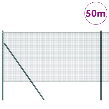 vidaXL Φράκτης  με 13 Πόλους Πράσινος 1.4x50 μ Ατσάλι
