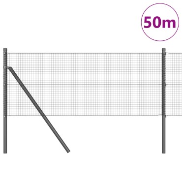 vidaXL Συγκολλητός Φράχτης με 13 Στήλες Γκρι 0.4x50 μ Χάλυβας