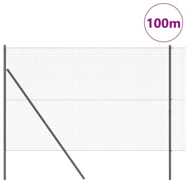 vidaXL Συρματόπλεγμα Φράχτη με 7 Στήλες Γκρι 1.4x50 μ Χάλυβα