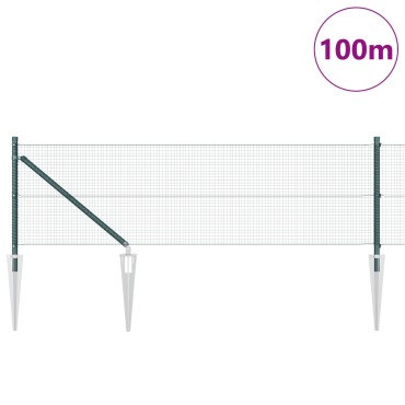 vidaXL Φράχτης  Welded Wire με 13 Στήλες Σταύλων Πράσινος 0.5x100 μ Ατσάλι