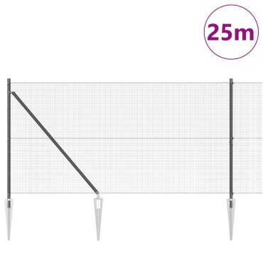 vidaXL Σετ Πέ Fence Σετ των 2 Γκρι Μέταλλο και πλαστικό 25x1 μ