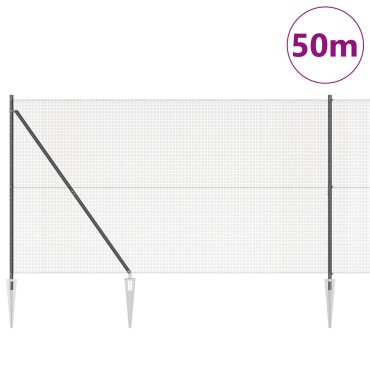 vidaXL Welded Wire Fence με 13 Σπαγγοφράκτες Γκρι 1.5x50 μ Ατσάλι
