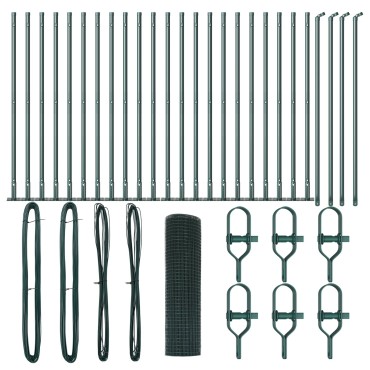 vidaXL Welded Wire Fence με 13 πλάγιους πόλους Πράσινο 0.4x50 μ Χάλυβας