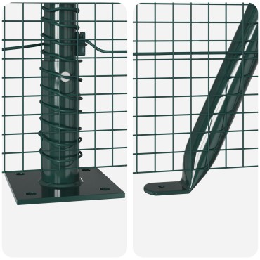 vidaXL Welded Wire Fence με 13 πλάγιους πόλους Πράσινο 0.4x50 μ Χάλυβας