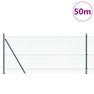 vidaXL Συρματόπλεγμα  με 13 πρόβλεψες πράσινο 0.8x50 μ χάλυβα