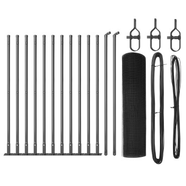 vidaXL Φράχτης  Welded Wire με 13 Στήλες με Στεφάνι Γκρι 0.6x25 μ Ατσάλι