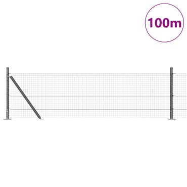 vidaXL Welded Wire Fence με 13 Στήλες Γκρι 0.4x100 μ Μέταλλο