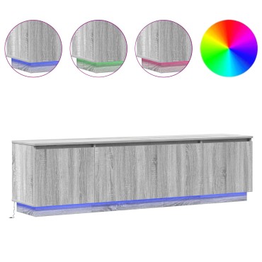 vidaXL Ντουλάπι ΤV με LED Γκρι Σονόμα 180x38x49cm Επεξεργασμένο Ξύλο
