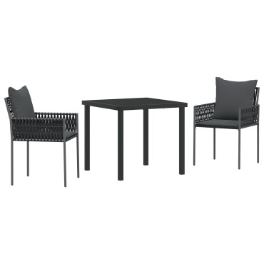 vidaXL Σετ 2 Μαύρο PE ρατάν 54x61x83cm Ανθεκτική