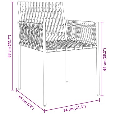 vidaXL Σετ 2 Μαύρο PE ρατάν 54x61x83cm Ανθεκτική