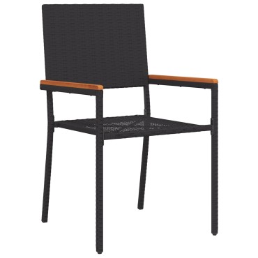 vidaXL Σετ Τραπεζαρίας Κήπου 9 Τεμαχίων Μαύρο Poly Rattan