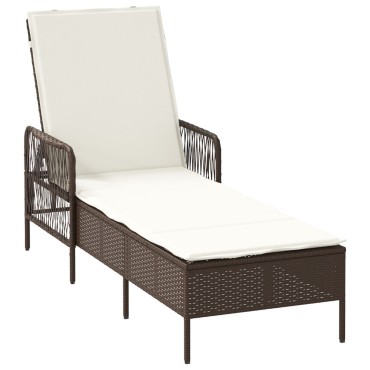 vidaXL Ξαπλώστρα Ήλιου Καφέ και Κρεμ PE Ρατάν 157x55x92 εκ 1 τεμ.