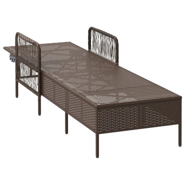 vidaXL Ξαπλώστρα Ήλιου Καφέ και Κρεμ PE Ρατάν 157x55x92 εκ 1 τεμ.