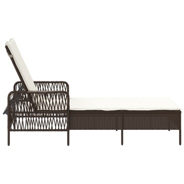vidaXL Ξαπλώστρα Ήλιου Καφέ και Κρεμ PE Ρατάν 157x55x92 εκ 1 τεμ.