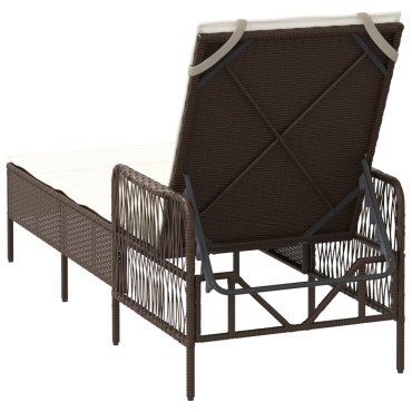 vidaXL Ξαπλώστρα Ήλιου Καφέ και Κρεμ PE Ρατάν 157x55x92 εκ 1 τεμ.