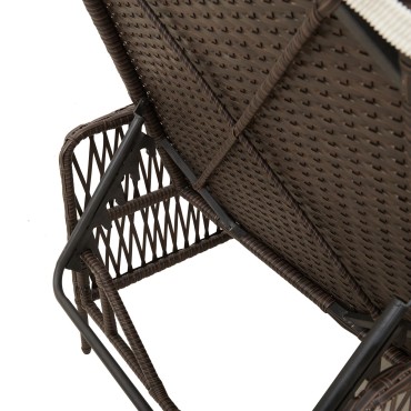vidaXL Ξαπλώστρα Ήλιου Καφέ και Κρεμ PE Ρατάν 157x55x92 εκ 1 τεμ.
