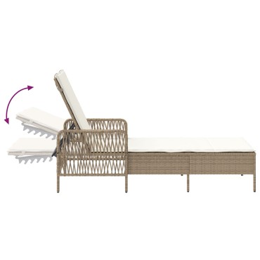 vidaXL Ξαπλώστρα Μπεζ και κρεμ Ρατάν PE 157x55x92cm Πτυσσόμενη 1 τεμ.
