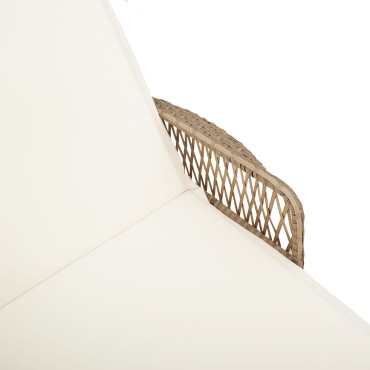 vidaXL Ξαπλώστρα Μπεζ και κρεμ Ρατάν PE 157x55x92cm Πτυσσόμενη 1 τεμ.