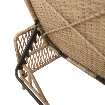 vidaXL Ξαπλώστρα Μπεζ και κρεμ Ρατάν PE 157x55x92cm Πτυσσόμενη 1 τεμ.