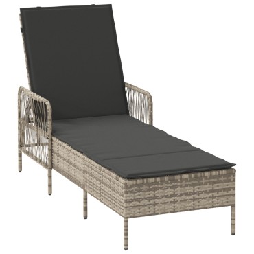vidaXL Ξαπλώστρα Ανοιχτό γκρι PE Ρατάν 157x55x92cm Αναδιπλούμενη 1 τεμ.