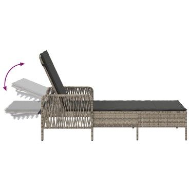 vidaXL Ξαπλώστρα Ανοιχτό γκρι PE Ρατάν 157x55x92cm Αναδιπλούμενη 1 τεμ.