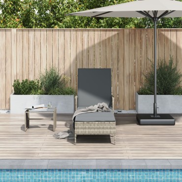 vidaXL Ξαπλώστρα Ανοιχτό γκρι PE Ρατάν 157x55x92cm Αναδιπλούμενη 1 τεμ.