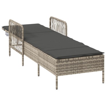 vidaXL Ξαπλώστρα Ανοιχτό γκρι PE Ρατάν 157x55x92cm Αναδιπλούμενη 1 τεμ.