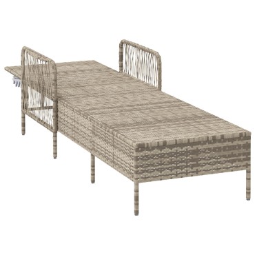 vidaXL Ξαπλώστρα Ανοιχτό γκρι PE Ρατάν 157x55x92cm Αναδιπλούμενη 1 τεμ.