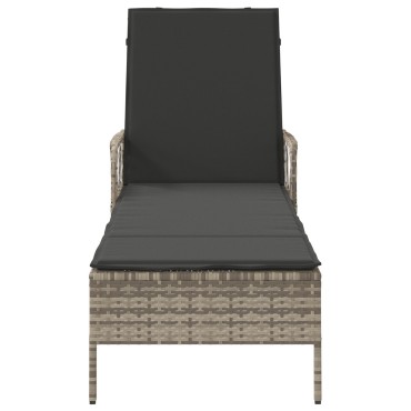vidaXL Ξαπλώστρα Ανοιχτό γκρι PE Ρατάν 157x55x92cm Αναδιπλούμενη 1 τεμ.