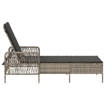 vidaXL Ξαπλώστρα Ανοιχτό γκρι PE Ρατάν 157x55x92cm Αναδιπλούμενη 1 τεμ.