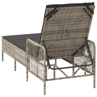 vidaXL Ξαπλώστρα Ανοιχτό γκρι PE Ρατάν 157x55x92cm Αναδιπλούμενη 1 τεμ.
